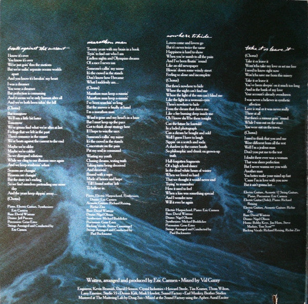 Eric Carmen : Boats Against The Current (LP, Album, Gat)