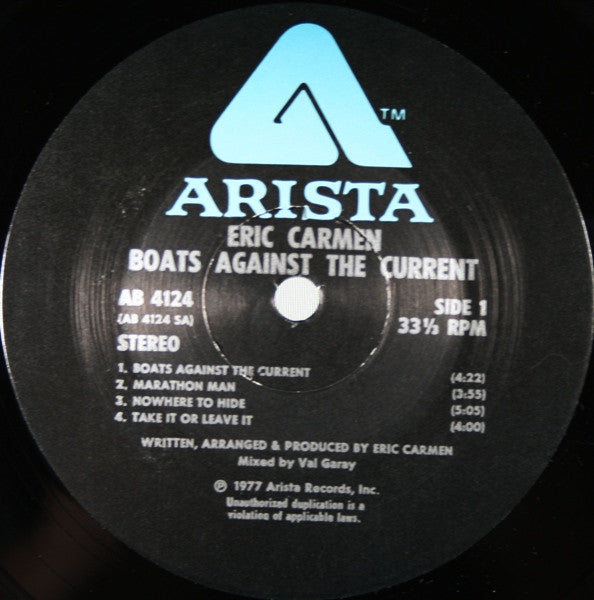 Eric Carmen : Boats Against The Current (LP, Album, Gat)