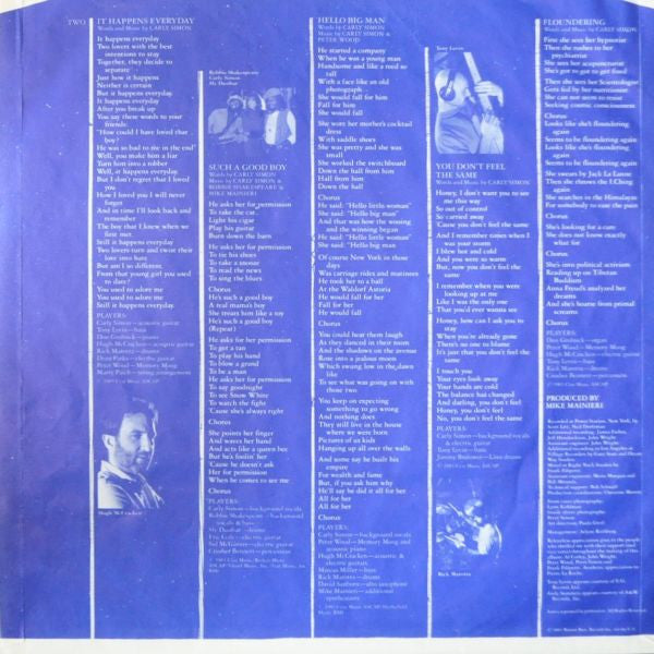 Carly Simon : Hello Big Man (LP, Album)