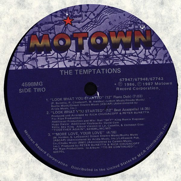 The Temptations : Look What You Started (12", Single)