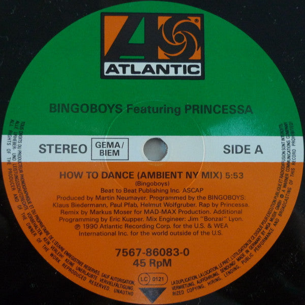 Bingoboys Featuring Princessa (2) : How To Dance (12")