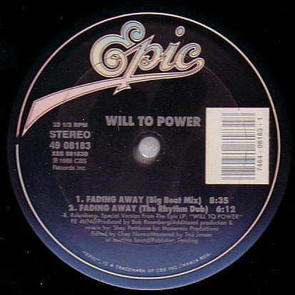 Will To Power : Fading Away (12", Single)