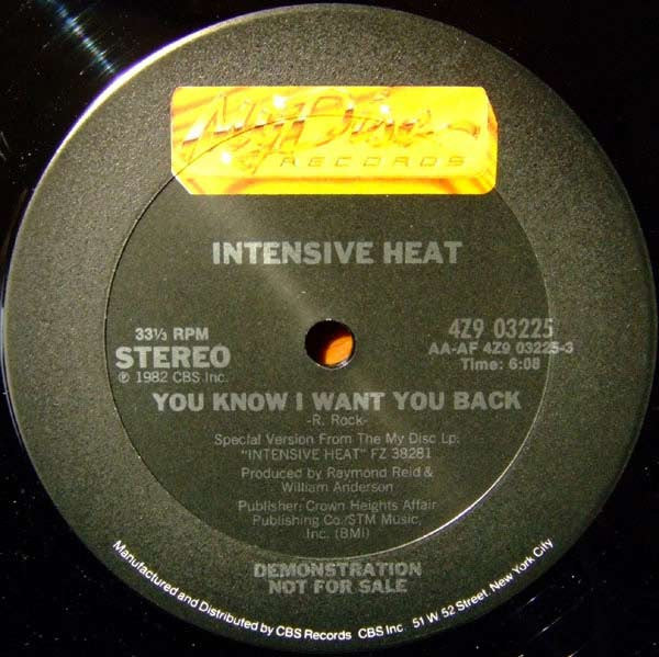 Intensive Heat : You Know I Want You Back (12", Promo)