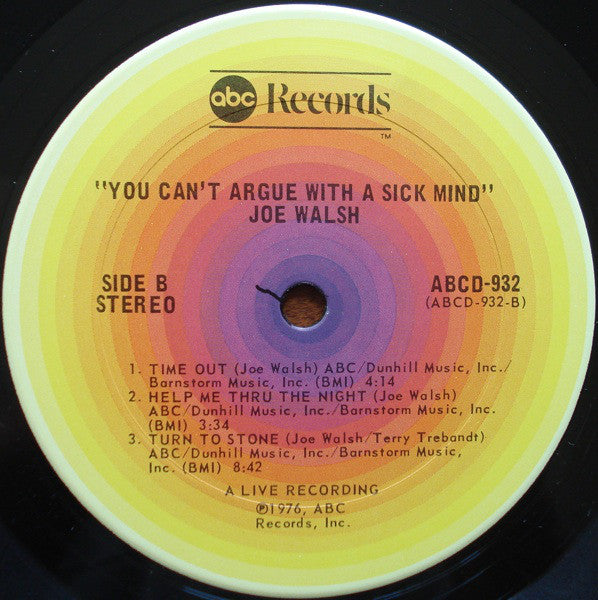 Joe Walsh : You Can't Argue With A Sick Mind (LP, Album, San)