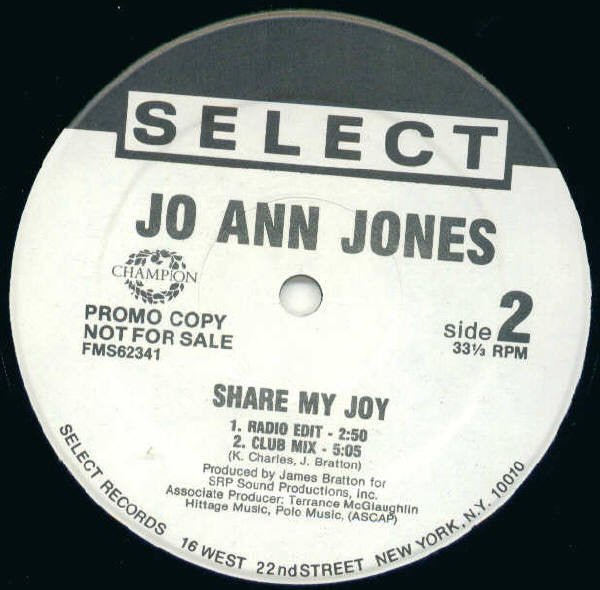 Jo Ann Jones : Share My Joy (12", Promo)