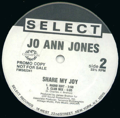 Jo Ann Jones : Share My Joy (12", Promo)