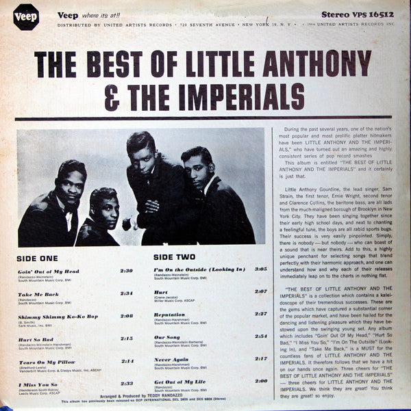Little Anthony & The Imperials : The Best Of Little Anthony & The Imperials (LP, Comp, RE)