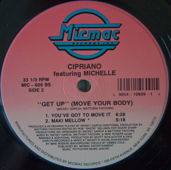 Cipriano (2) Feat. Michelle (20) : "Get Up" (Move Your Body) (12", Maxi)
