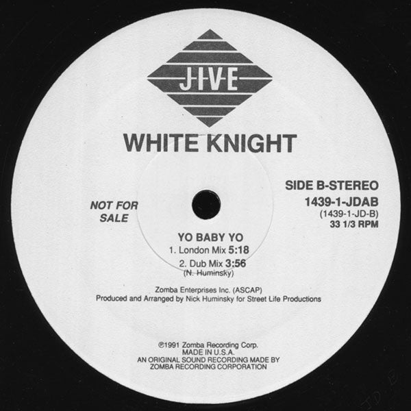 White Knight : Shake Your Butt / Yo Baby Yo (12", Promo)