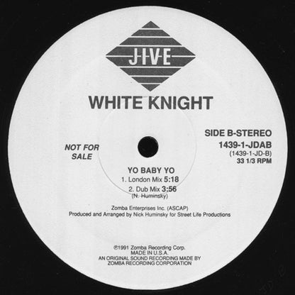 White Knight : Shake Your Butt / Yo Baby Yo (12", Promo)