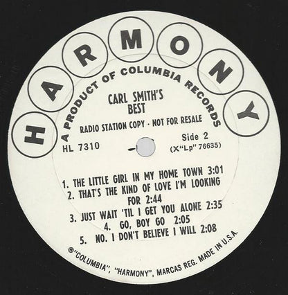 Carl Smith (3) : Carl Smith's Best (LP, Comp, Mono, Promo)