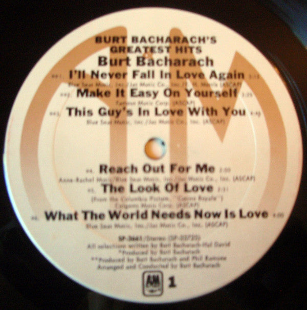 Burt Bacharach : Burt Bacharach's Greatest Hits (LP, Album, Comp)