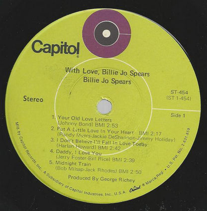 Billie Jo Spears : With Love (LP, Album)