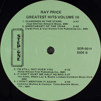 Ray Price : Greatest Hits Volume III (LP, Album)