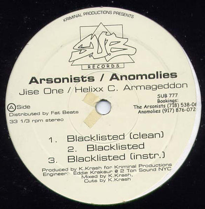 The Arsonists / Anomolies / El Battalion : Blacklisted / MC Squared (12")