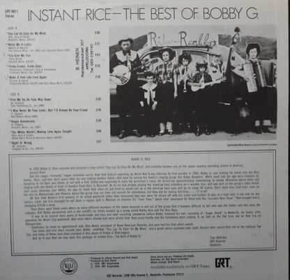 Bobby G. Rice : Instant Rice-The Best Of Bobby G. (LP, Album, Comp)