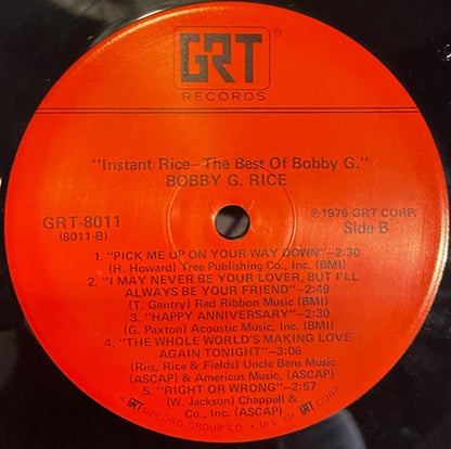 Bobby G. Rice : Instant Rice-The Best Of Bobby G. (LP, Album, Comp)