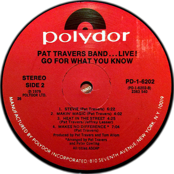 Pat Travers Band : ...Live! Go For What You Know (LP, Album, 26 )