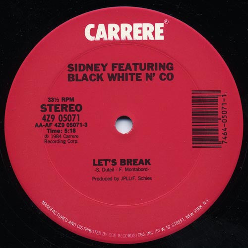 Sidney Featuring Black White And Co : Let's Break (12")