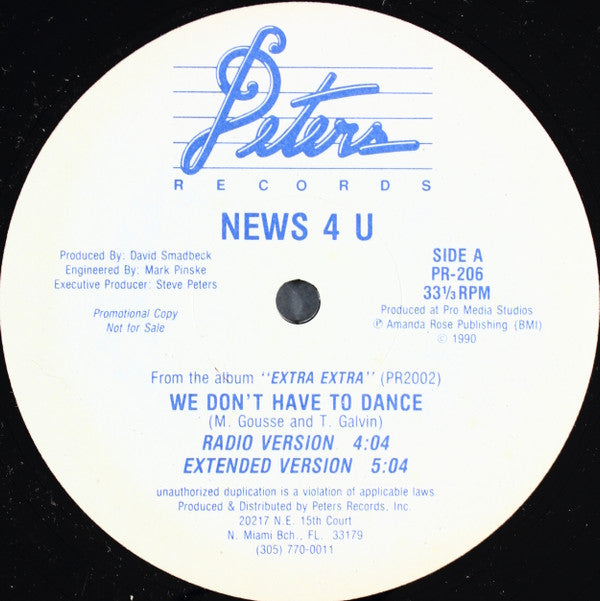 News 4 U : We Don't Have To Dance (12", Promo)