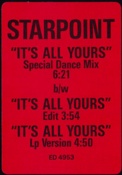 Starpoint : It's All Yours (12", Promo)