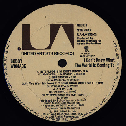 Bobby Womack : I Don't Know What The World Is Coming To (LP, Album, Res)