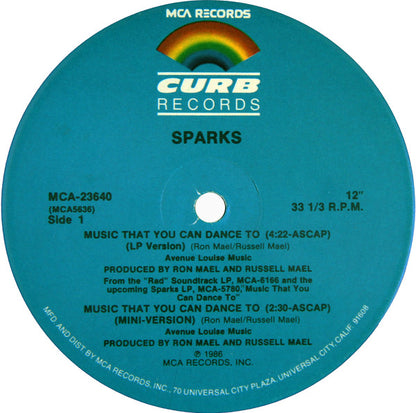 Sparks : Music That You Can Dance To (12")