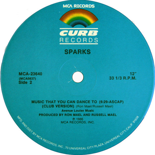 Sparks : Music That You Can Dance To (12")
