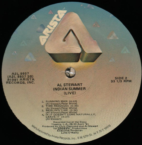Al Stewart : Live Indian Summer (2xLP, Album, Gat)