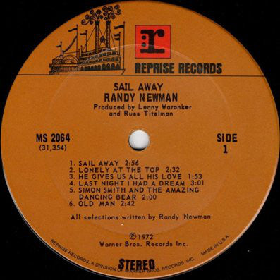 Randy Newman : Sail Away (LP, Album, Tit)