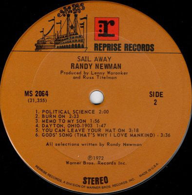 Randy Newman : Sail Away (LP, Album, Tit)