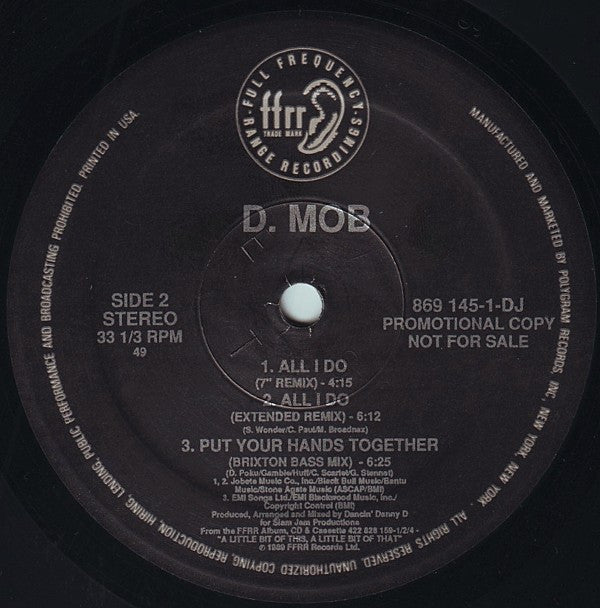 D Mob : Put Your Hands Together (12", Single, Promo)