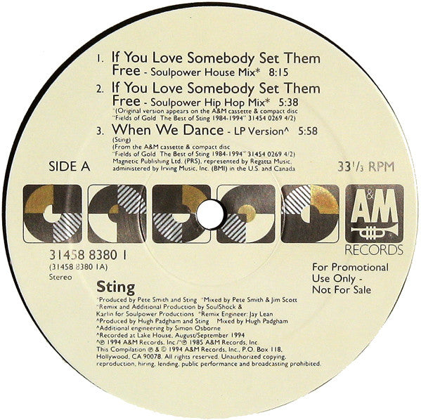 Sting : When We Dance / If You Love Somebody Set Them Free (2x12", Promo)
