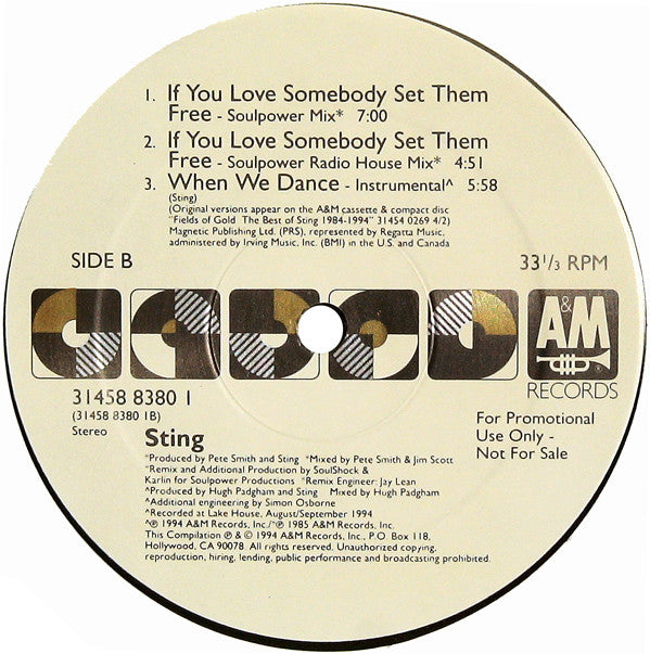 Sting : When We Dance / If You Love Somebody Set Them Free (2x12", Promo)