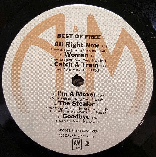 Free : Best Of Free (LP, Album, Comp, RM, Ter)
