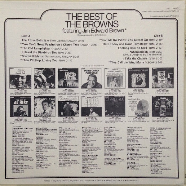 The Browns (3) : The Best Of The Browns (LP, Album, Comp, RE)