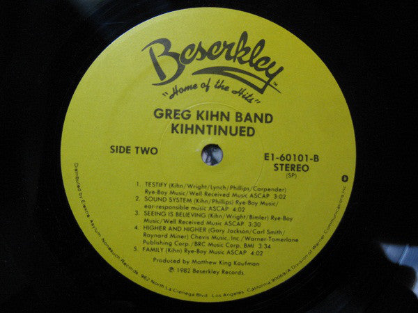 Greg Kihn Band : Kihntinued (LP, Album, SP )