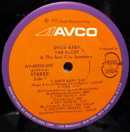 Van McCoy & The Soul City Symphony : Disco Baby (LP, Album, PRC)