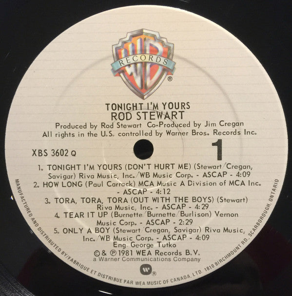 Rod Stewart : Tonight I'm Yours (LP, Album)