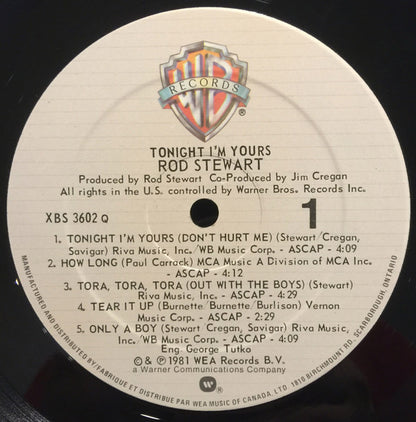 Rod Stewart : Tonight I'm Yours (LP, Album)