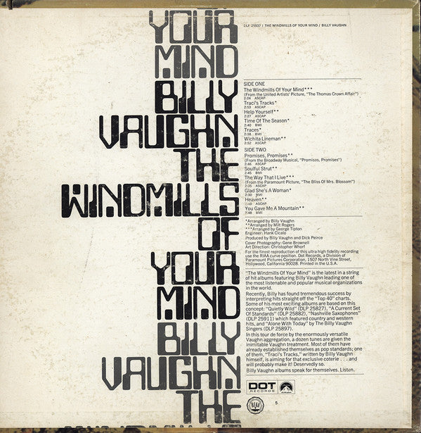 Billy Vaughn : The Windmills Of Your Mind (LP, Album)