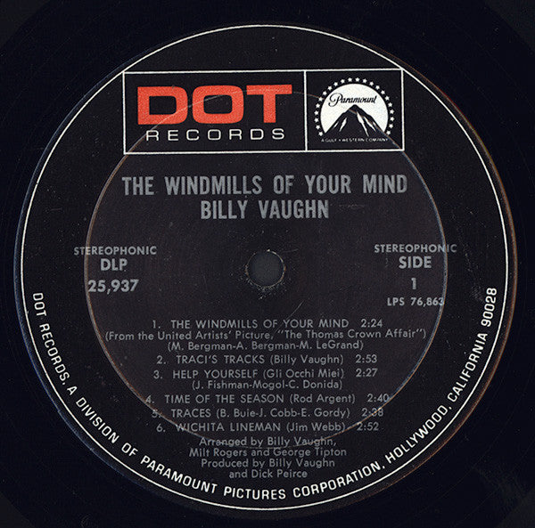 Billy Vaughn : The Windmills Of Your Mind (LP, Album)