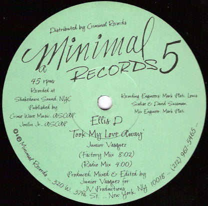 Ellis-D : Took My Love Away (12")
