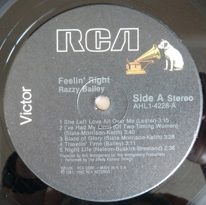 Razzy Bailey : Feelin' Right (LP, Album, Ind)
