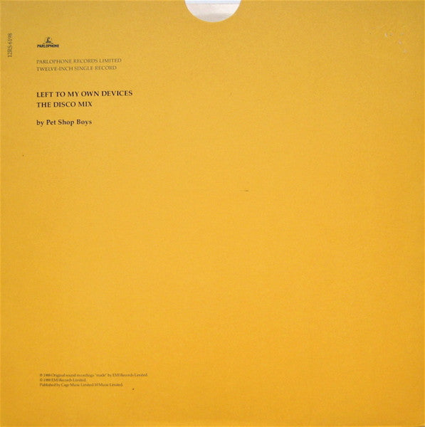 Pet Shop Boys : Left To My Own Devices (The Disco Mix) (12", Single, Ltd)