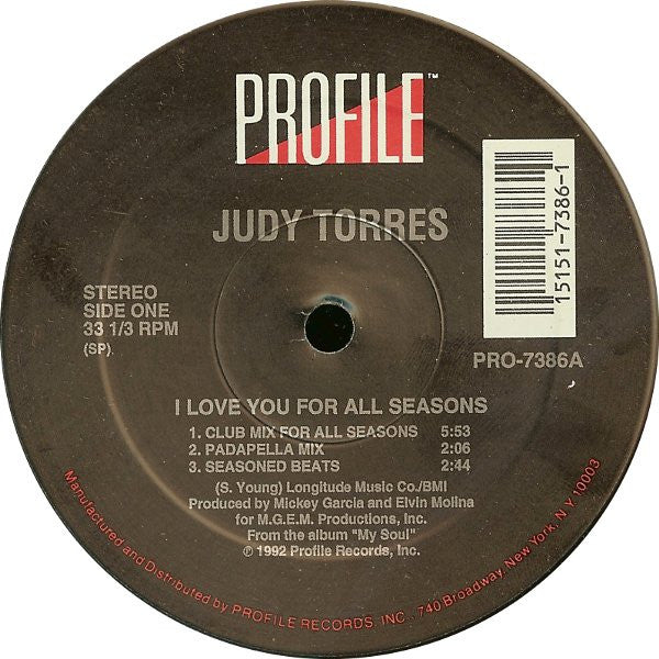 Judy Torres : I Love You For All Seasons (12")