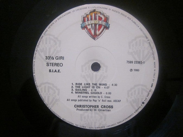 Christopher Cross : Christopher Cross (LP, Album, RE)
