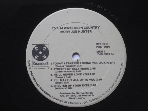 Ivory Joe Hunter : I've Always Been Country (LP, Album, Son)