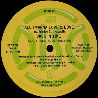 Back In Time : El Condor Pasa (If I Could) / All I Wanna Love Is Love (12", Promo)