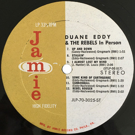 Duane Eddy And The Rebels : In Person (LP, Album)